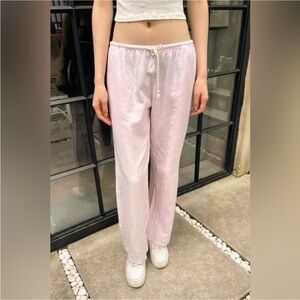 NWT Brandy Melville Nanda Pants In Pink/White Stripes